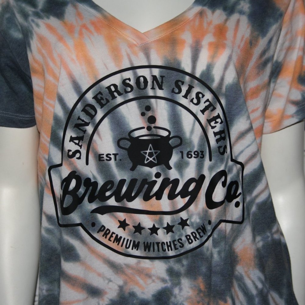 Sanderson Sisters Witches Brew T-shirt Handmade tie dye  Orange black 3XL